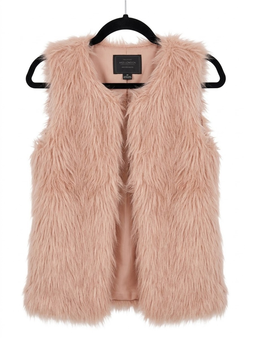 Miss London Blush Faux Fur Vest - Women's Sleeveless Coat